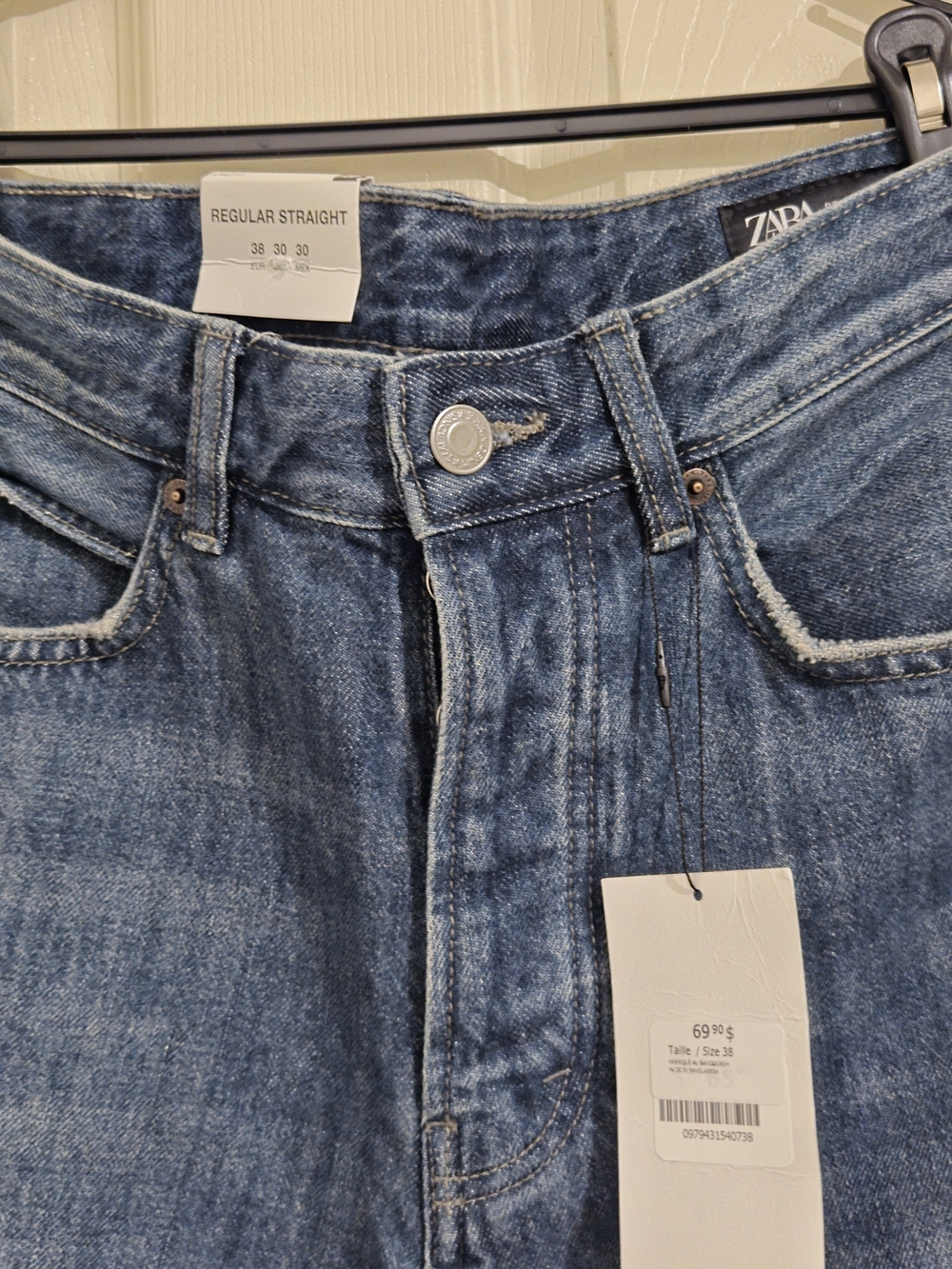 Zara Men’s Regular Straight Jeans - Blue And Black